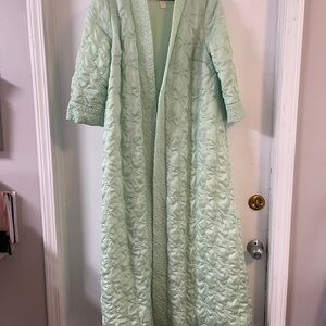 Sears at home vintage Light Green Quilted Robe 1960s house coat
